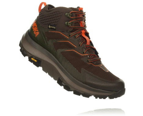 Sapatilhas Hoka One One Toa GORE-TEX Portugal - Sapatilhas Caminhada Homem Pretas Verde Oliva / Laranja - CRMQUT-796